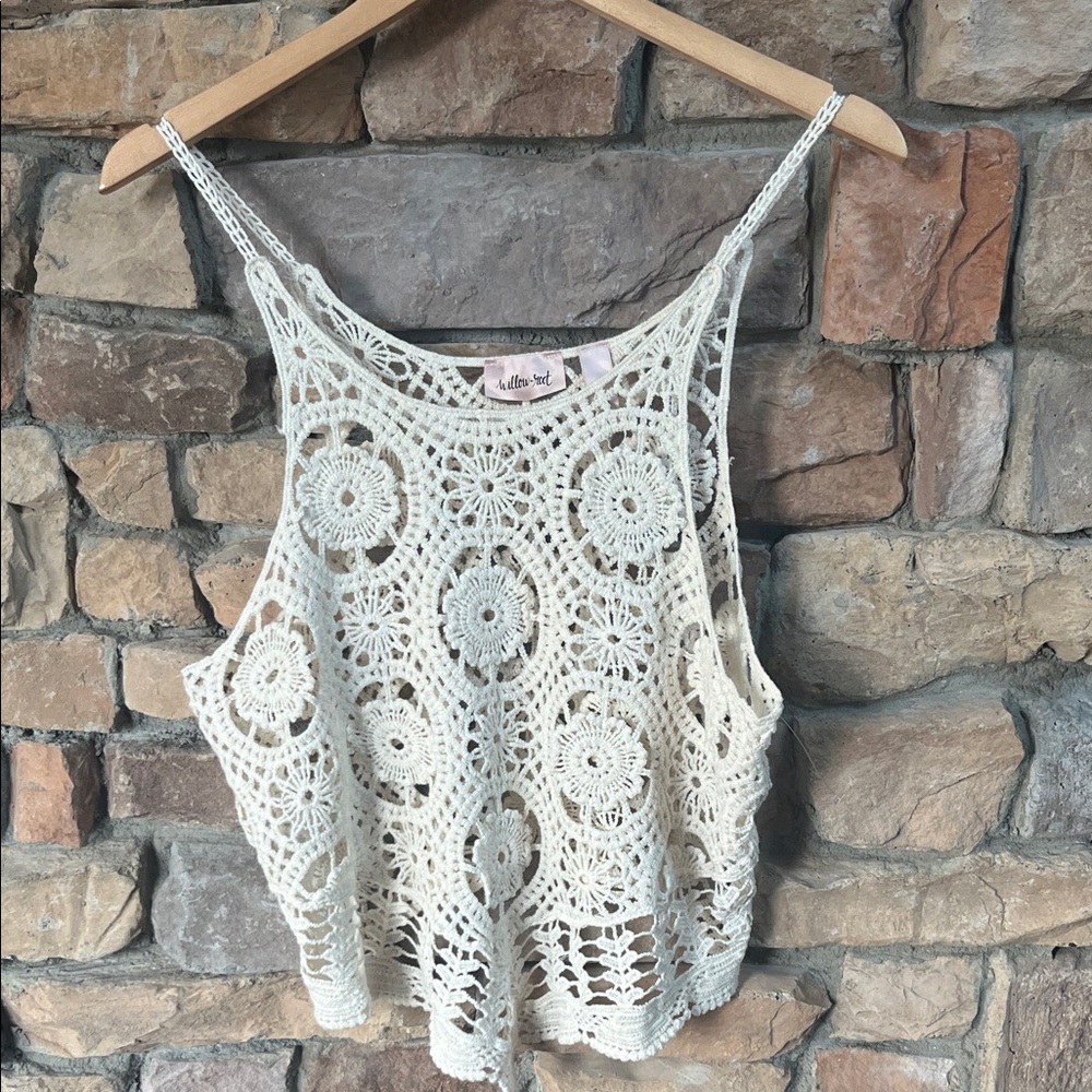 Willow Root Cream Crochet Tank Top